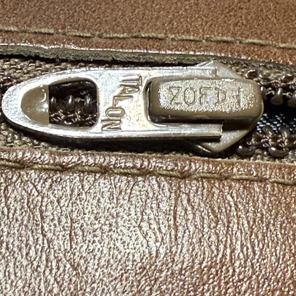 VINTAGE 1960s RUTH E SALTZ LEATHER CLUTCH BAG Brown‎ 12" LONG (JPT) Tag - Picture 7 of 12